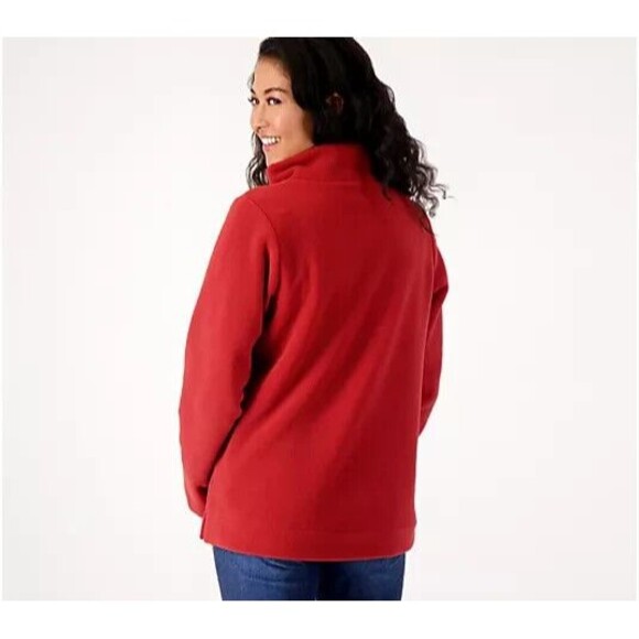 New $54 Womens Natural White Micro Polar Fleece Top XXSP Pocket Denim & Company - Picture 6 of 7